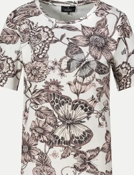 T-Shirt mit Blumen-Muster Weiß 38 - monari - FashionsVida