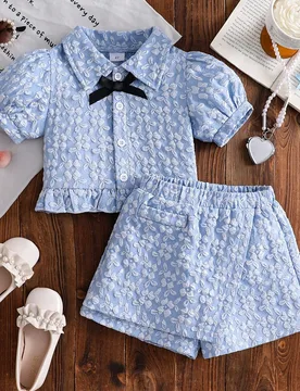 Piezas Conjunto informal para niña: Falda pantalón corta con estampado floral aleatorio - Shein - FashionsVida