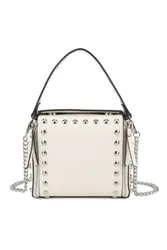 Ribelle Square Studded Chain Strap Crossbody Top-Handle Bag - Off White - Size: One Size