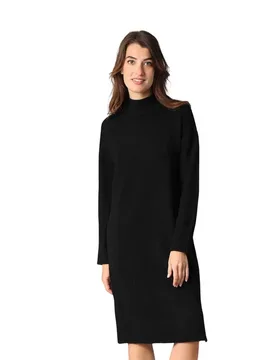 Vestito Midi A Maniche Lunghe Valou Black M - Deeluxe - FashionsVida