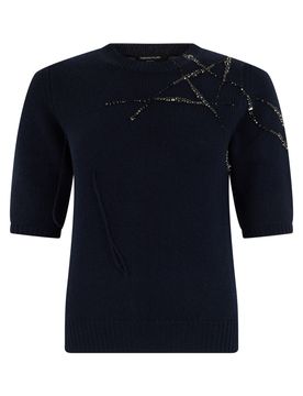 Three-Quarter Sleeve Wool-Silk-Cashmere Sweater