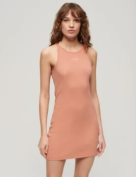 Superdry Women's Geripptes Kleid im Racerback-stil mit Stickerei Braun - Größe: 36 - 59.99 - FashionsVida