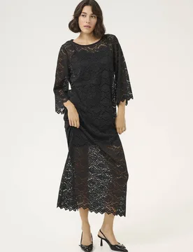 KAjaiden 3/4 Sleeve Lace Maxi Dress - Black - Size: S - Kaffe - FashionsVida