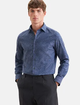Shaped Flanellhemd Druck Blau 41 - Seidensticker - FashionsVida