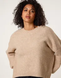 Round Neck Sequin Detailed Jumper - ONE / BEIGE - female