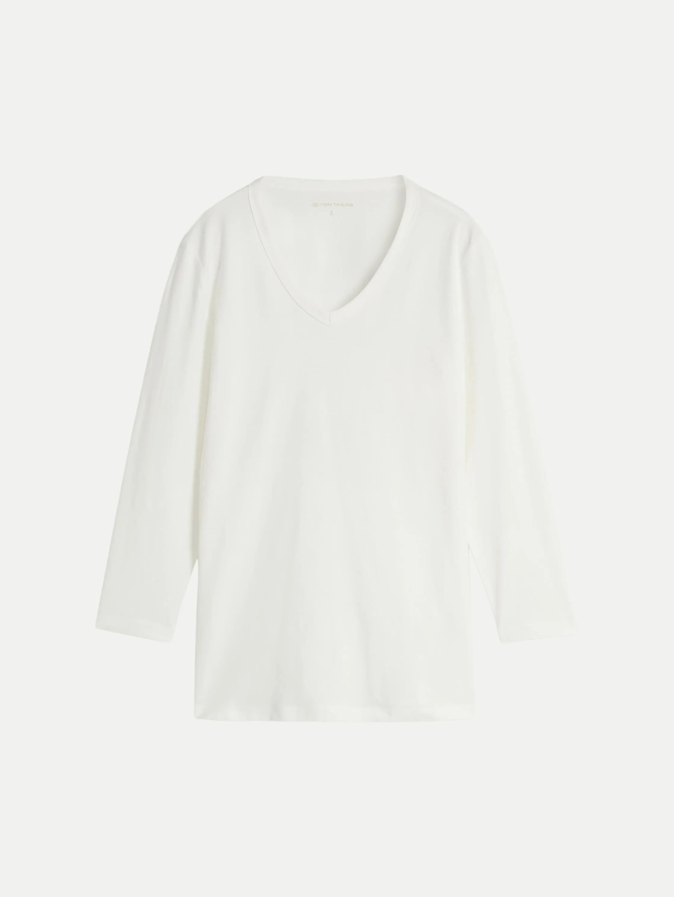 Basic Langarmshirt mit V-Ausschnitt Weiß XL - Tom Tailor Casual - FashionsVida