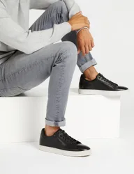 Leather Lace-Up Trainers Black female
