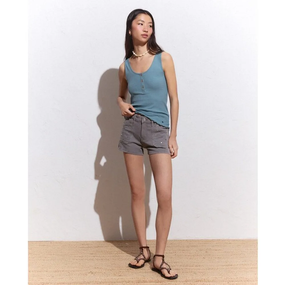 Short liso de algodón de mujer - Green Coast - FashionsVida