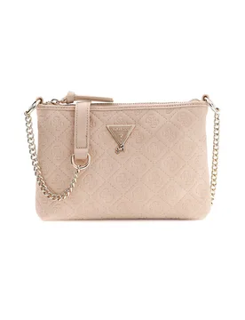 Borsa a tracolla cipria in similpelle con logo 4G in rilievo - Guess - FashionsVida