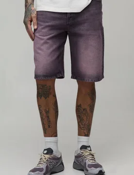 Herren Hohe Entspannte Getönte Jeans Hosen-Shorts Pink Größe 40 - boohooMAN - FashionsVida