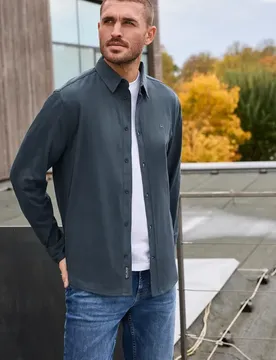 Street One Bequemes Jersey Hemd male Blau