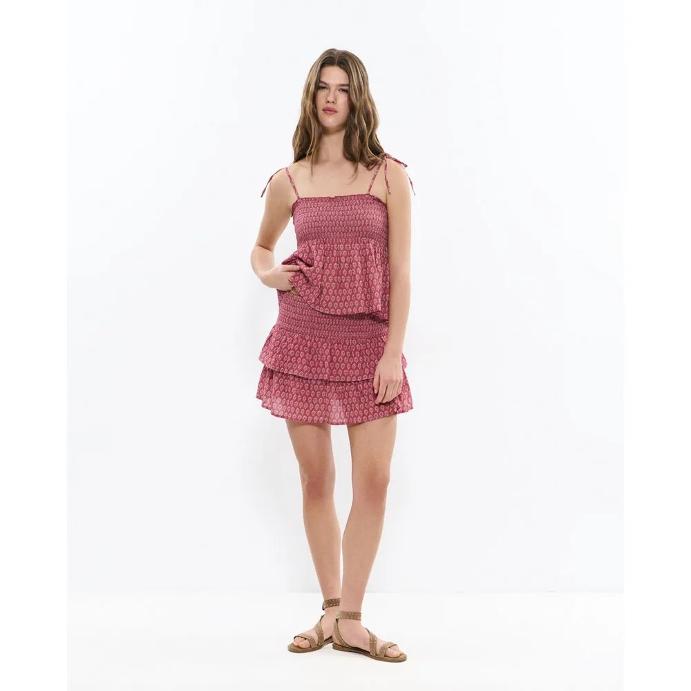 Falda corta con volantes microestampado - Brownie - FashionsVida