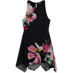 Vestido midi flores asimétrico