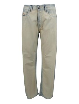 Pantalone fluido in denim effetto x-ray