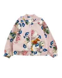Felpa a bomber rosa in cotone stretch a fantasia floreale multicolor