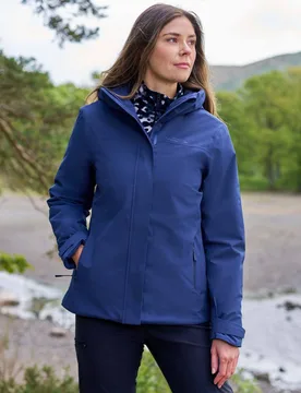 Women's 'Mallory' Short Waterproof Adjustable Hood Full Zip Padded Jacket in Blue Size: 22 - Blue - Size: 22 - Mountain Warehouse - FashionsVida