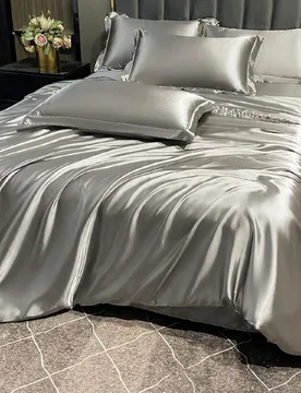 Juego de funda nórdica de satén de unicolor de lujo 2/3 piezas, juego de ropa de cama, ligero y suave como la seda, ropa de cama suave y cómoda par - Shein - FashionsVida
