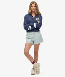 Superdry Damen Gestreifte Shorts aus Bio-baumwolle Reguläre Passform Green - Größe: 36