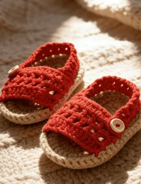 Par de sandalias de bebé tejidas a mano, zapatos de punto suaves para pre-caminantes - Shein - FashionsVida