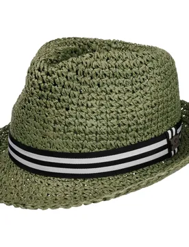 Honalo Trilby Crochet Straw Hat by - olive - Herren - Size: S/M (55-57 cm) - Chillouts - FashionsVida