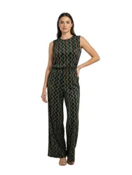 Pantaloni donna - sofisticato pantalone palazzo geometric velvet - multicolore