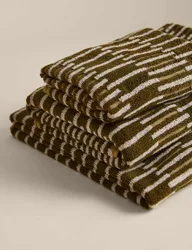 M&S Pure Cotton Striped Towel Moss