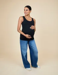 Maternity 2 Pack Cotton Rich Vests Black female