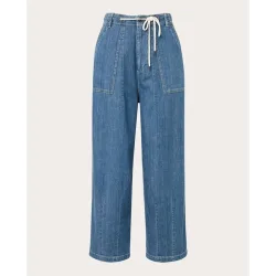 Pantalón recto denim de algodón