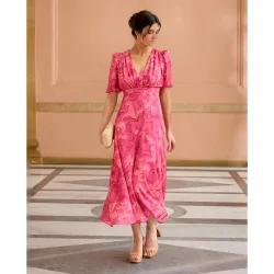 Vestido midi estampado con drapeado