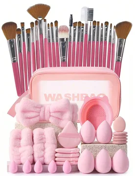 Juego de 50/48/25/16/9/1 piezas de brochas de maquillaje, herramientas de belleza mixtas, que incluye: 25 brochas de maquillaje, 1 bolsa de maquillaje - Shein - FashionsVida