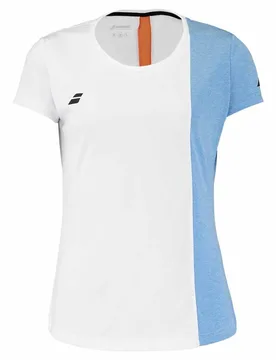 Play Short Sleeve T-shirt White / Blithe Blue Hthr S - Babolat - FashionsVida