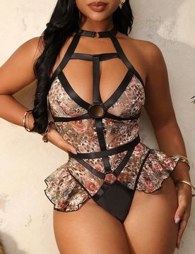 Pieza Mono de encaje inalámbrico y sexy para mujer