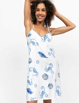 Cotton Modal Seahorse Strappy Nightdress Dark Blue female - Cyberjammies - FashionsVida