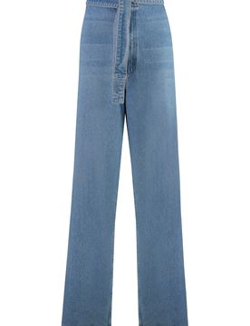 Funnel-Wide Leg Jeans with Front Bow