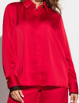Camicia con finitura in raso - rosso