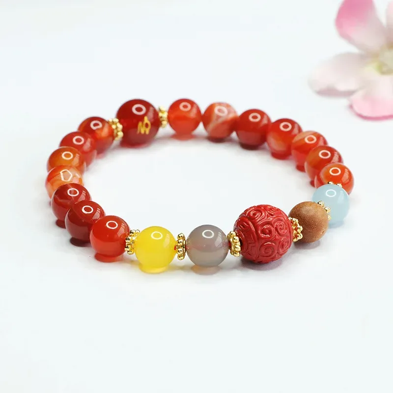 Nine Purple Fire Agate Pattern Five Elements Bracelet for Year of the Dragon - Aliexpress - FashionsVida