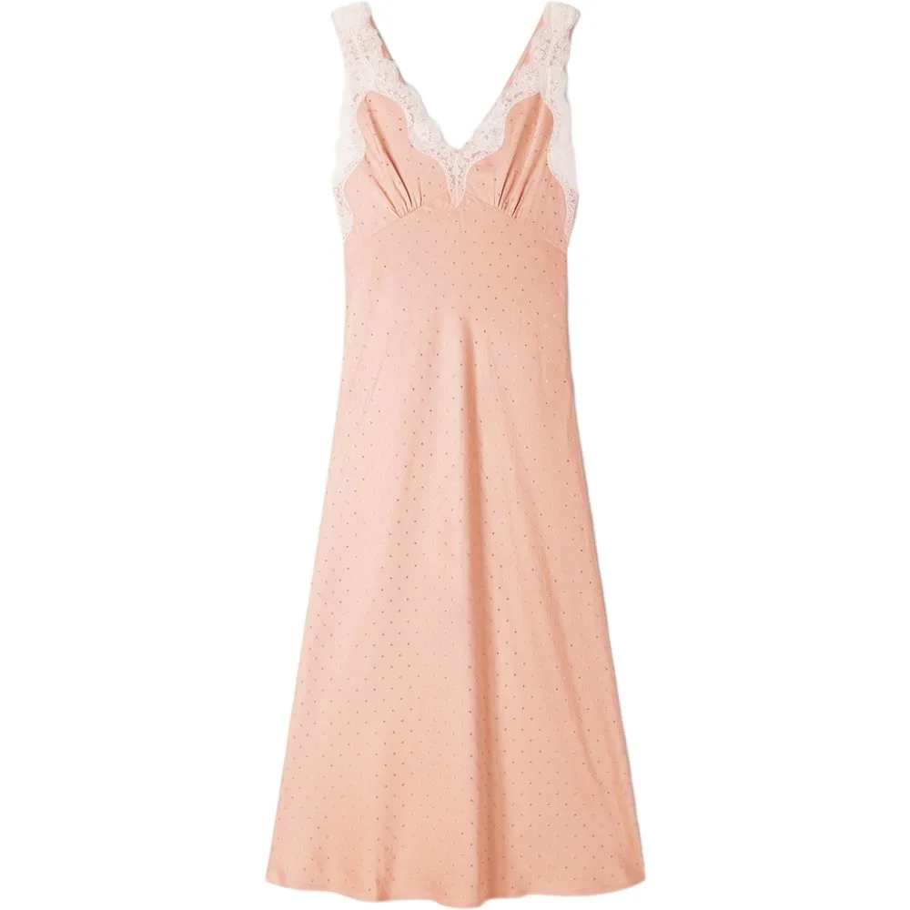 Vestido midi lencero con encaje y strass - sandro - FashionsVida