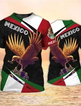 D Printed Mexican Flag T-Shirt for Men Featuring Eagle Graphic Ideal for Summer Casual Wear Streetwear Oversized Fit - Aliexpress - FashionsVida