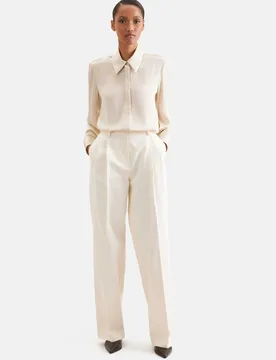 Bundfaltenhose aus Baumwolltwill Weiß 44 - Seidensticker - FashionsVida