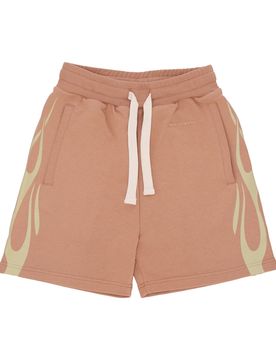 Pantalone Corto Tuta Uomo Flames Shorts Terracotta/off White