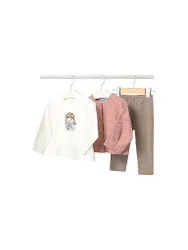Set neonata 3 pezzi giacca, maglia a maniche lunghe e leggings rosa 80