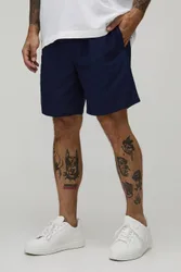 Herren Bequem Geschnittene Mittellange Shorts Aus Leinenmischung Navy Größe XS