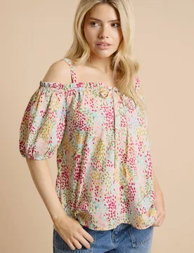 Women's Multi Tie Front Cold Shoulder Long Sleeve Top Size: 8 - Multicolor - Size: 8 - Dorothy perkins - FashionsVida