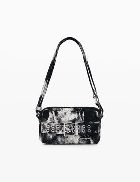 Petit porte-monnaie bandoulière texturé, , U