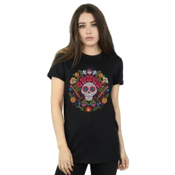 Coco Embroidered Skull Print Cotton Boyfriend T-Shirt - Black - Size: M