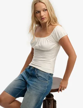 Superdry Damen Athletic Essentials Gerafftes Top White - Größe: 44 - 24.99 - FashionsVida