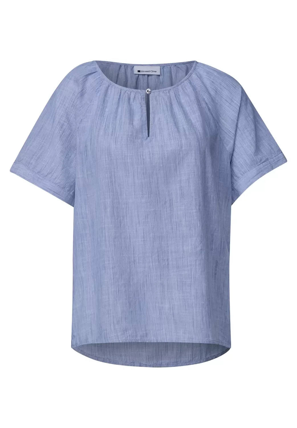 Chambray roundneck blouse w sl female - 36 - FashionsVida