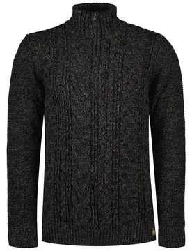 Maglione Con Mezza Zip Jacob Cable Black Twist S