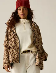 Bayletta Waterproof Leopard Print Hooded Jacket Brown female