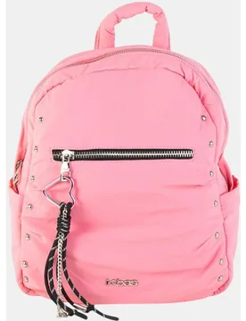 Mochila de nylon ligero con bolsillo frontal y tachas metálicas - Kbas - FashionsVida